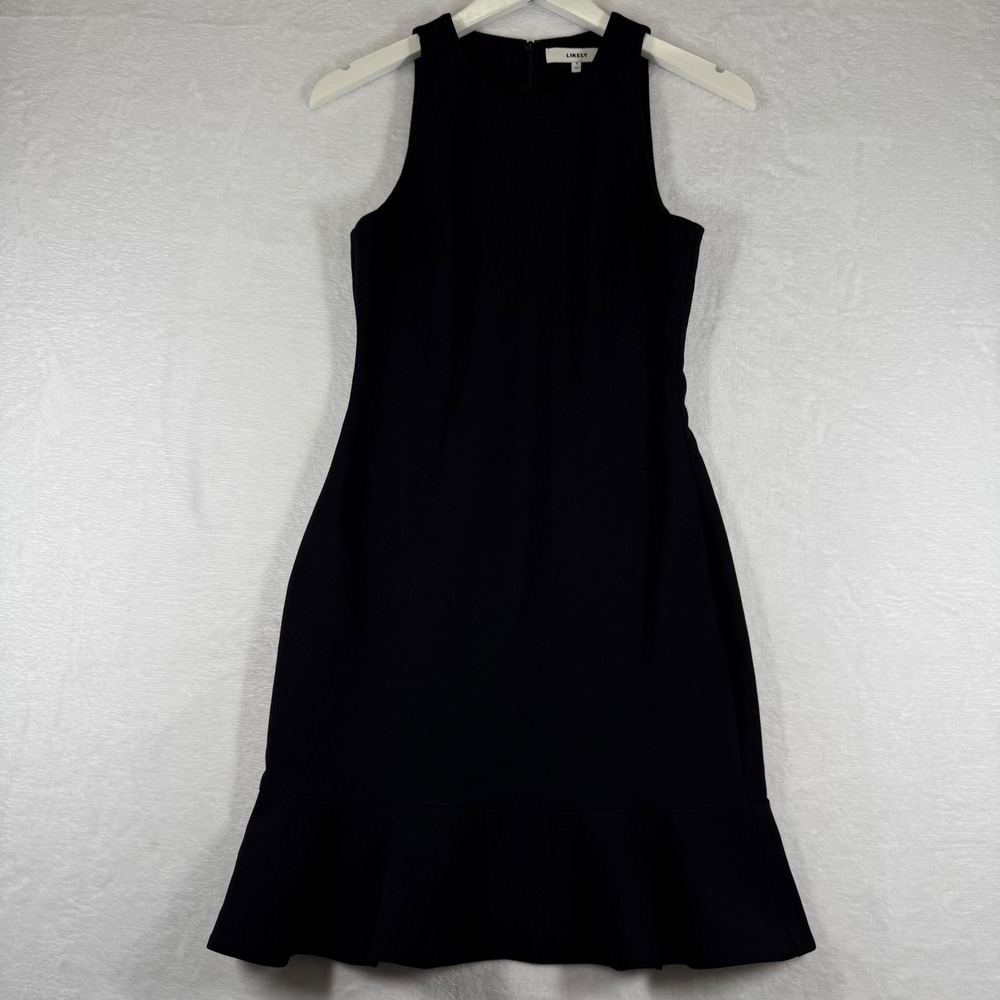 LIKELY Driggs Black Sleeveless Ruffle Hem Sheath Dress Size 2 YD111-001